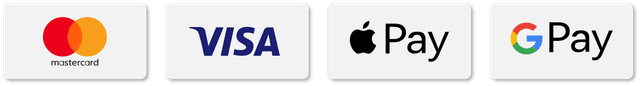 Metodi di pagamento accettati: Mastercard, Visa, Apple Pay, Google Pay